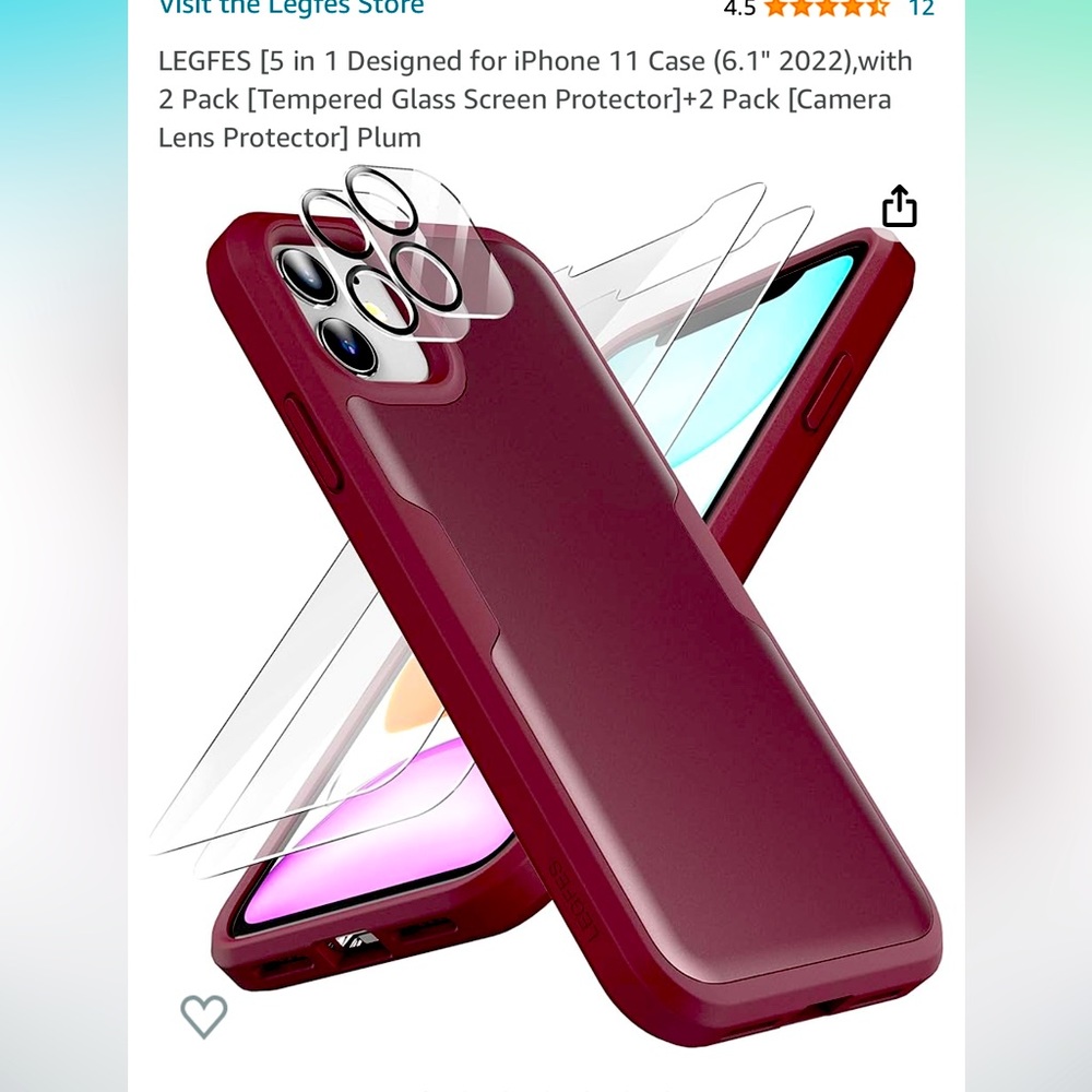 iPhone 11 case 2 screen protectors and 2 camera protectors